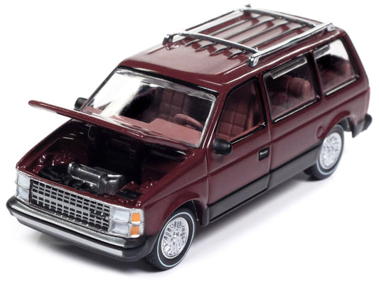 1985 Dodge Caravan Van Crimson Red and Black "Mighty Minivans" Series 1/64 Diecast Model Car by Auto World by Autoworld