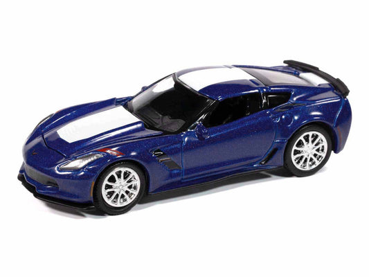 2018 Chevrolet Corvette Grand Sport Admiral Blue with White Stripe "Sports Cars" Series 1/64 Diecast Model Car by Auto World by Autoworld
