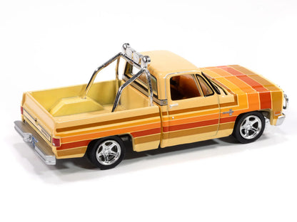 1981 Chevrolet Silverado Fleetside Pickup Truck Cream with Stripes "Hobby Exclusive" Series 1/64 Diecast Model Car by Auto World by Autoworld