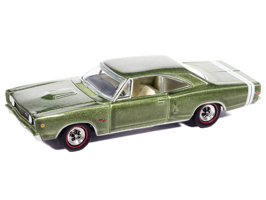 1968 Dodge Coronet R/T Medium Green Metallic with White Interior "Vintage Muscle" Series 1/64 Diecast Model Car by Auto World by Autoworld