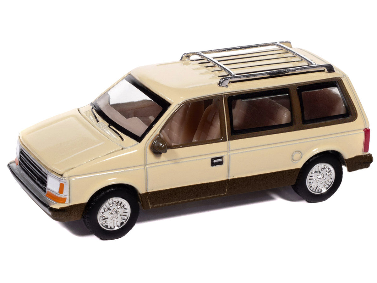 1987 Plymouth Voyager Van Light Cream and Golden Bronze Metallic 2-Tone "Mighty Minivans" Series 1/64 Diecast Model Car by Auto World by Autoworld