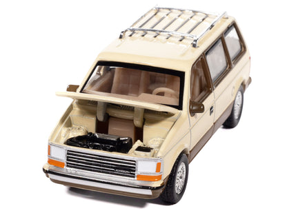 1987 Plymouth Voyager Van Light Cream and Golden Bronze Metallic 2-Tone "Mighty Minivans" Series 1/64 Diecast Model Car by Auto World by Autoworld