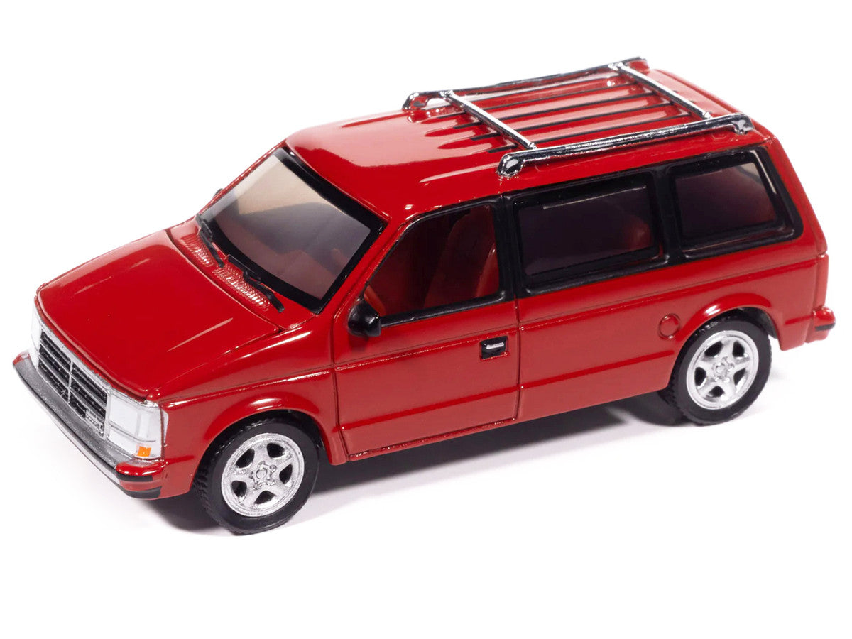 1989 Dodge Caravan Turbo Van Flash Red "Mighty Minivans" Series 1/64 Diecast Model Car by Auto World by Autoworld