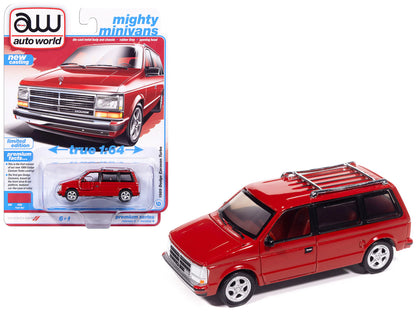1989 Dodge Caravan Turbo Van Flash Red "Mighty Minivans" Series 1/64 Diecast Model Car by Auto World by Autoworld