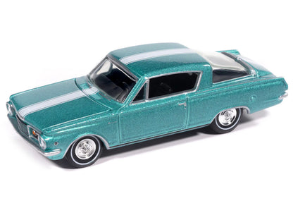 1965 Plymouth Barracuda Formula S Turquoise Metallic with White Stripe "Vintage Muscle" Series 1/64 Diecast Model Car by Auto World by Autoworld
