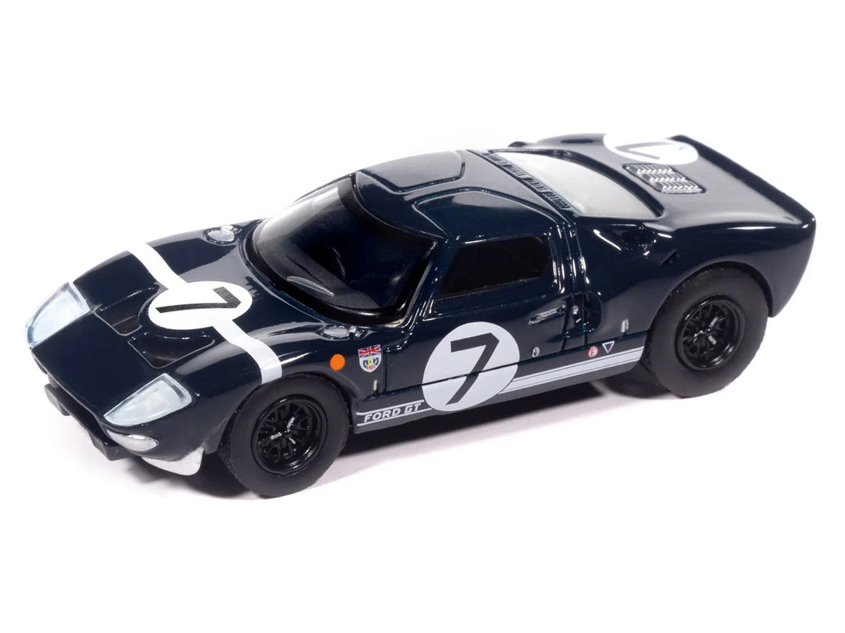 1965 Ford GT40 #7 Blue Black with White Stripes "Vintage Muscle" Series 1/64 Diecast Model Car by Auto World by Autoworld