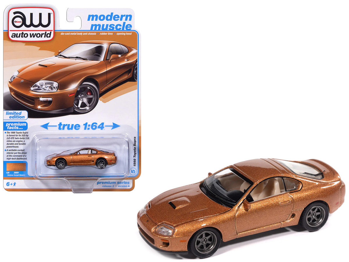 1998 Toyota Supra Sedona Sunset Bronze Metallic "Modern Muscle" Series 1/64 Diecast Model Car by Auto World by Autoworld