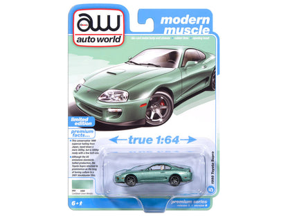 1998 Toyota Supra Caribbean Green Metallic "Modern Muscle" Series 1/64 Diecast Model Car by Auto World by Autoworld