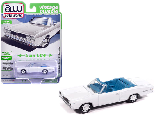 1968 Dodge Coronet 500 Convertible White with Blue Interior "Vintage Muscle" Series 1/64 Diecast Model Car by Auto World by Autoworld