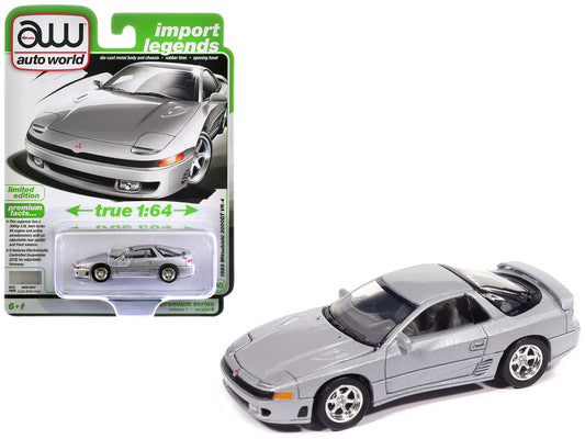 1993 Mitsubishi 3000GT VR-4 Zurich White Silver Metallic "Import Legends" Series 1/64 Diecast Model Car by Auto World by Autoworld