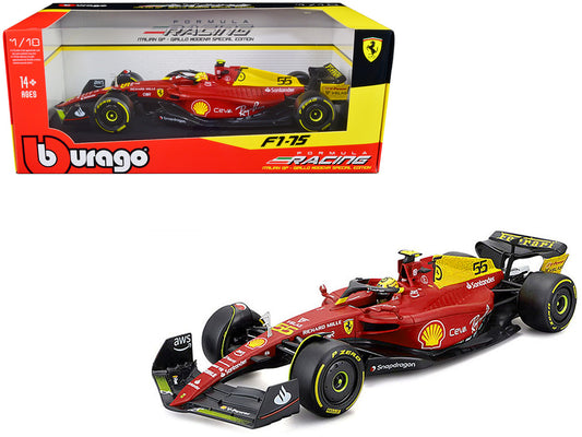 Ferrari F1-75 #55 Carlos Sainz "Giallo Modena" Formula One F1 Italian GP (2022) "Formula Racing" Series 1/18 Diecast Model Car by Bburago by Bburago
