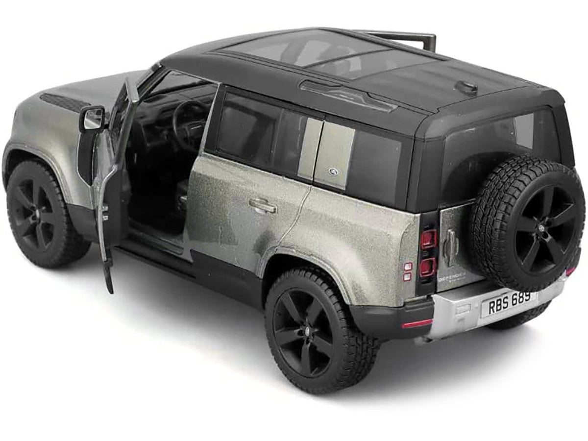 2022 Land Rover Defender 110 Green Metallic with Black Top and Sunroof 1/24 Diecast Model Car by Bburago by Bburago