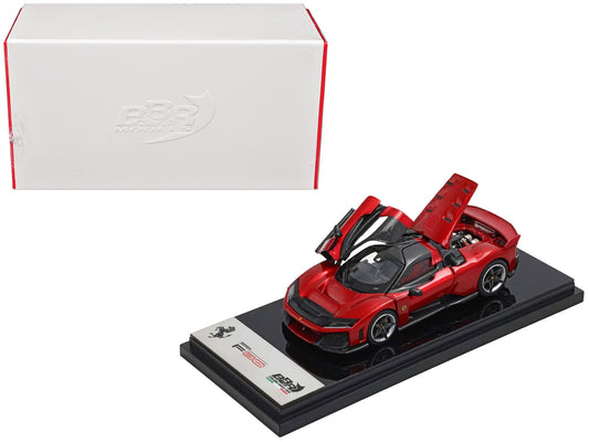 Ferrari F80 Supercar Rosso (Red) Metallic with Black Metallic Top 1/64 Diecast Model Car by BBR-0