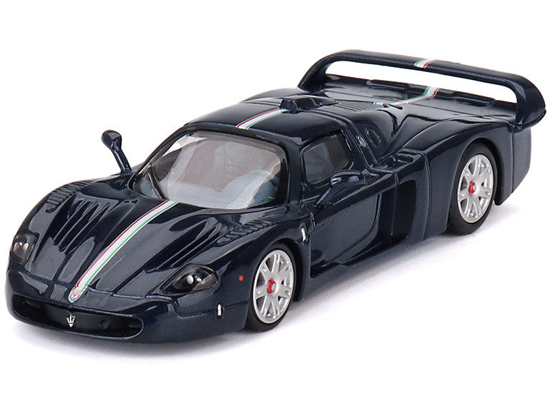 Maserati MC12 Stradale Blue Metallic with White Stripe 1/64 Diecast Model Car by BBR by BBR