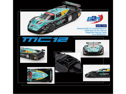 Maserati MC12 Competizione #1 Michael Bartels - Andrea Bertolini - Eric van de Poele - Stephane Sarrazin "Vitaphone Racing Team" Winner "24 Hours of Spa" (2008) 1/64 Diecast Model Car by BBR by BBR