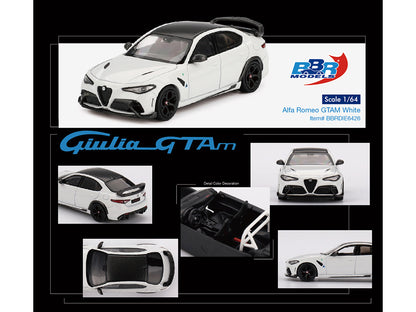 Alfa Romeo Giulia GTAm White with Carbon Top 1/64 Diecast Model Car by BBR by BBR