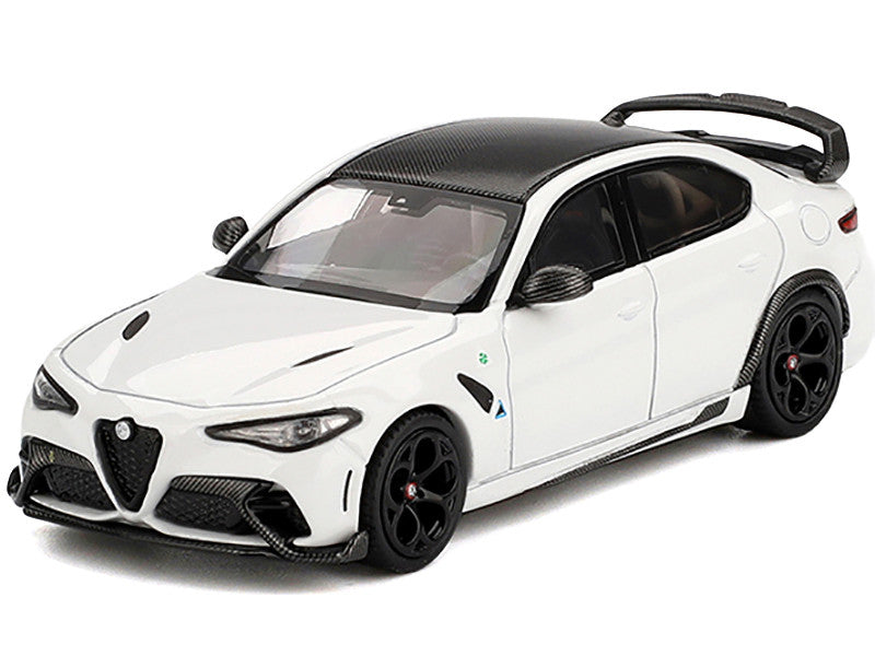 Alfa Romeo Giulia GTAm White with Carbon Top 1/64 Diecast Model Car by BBR by BBR