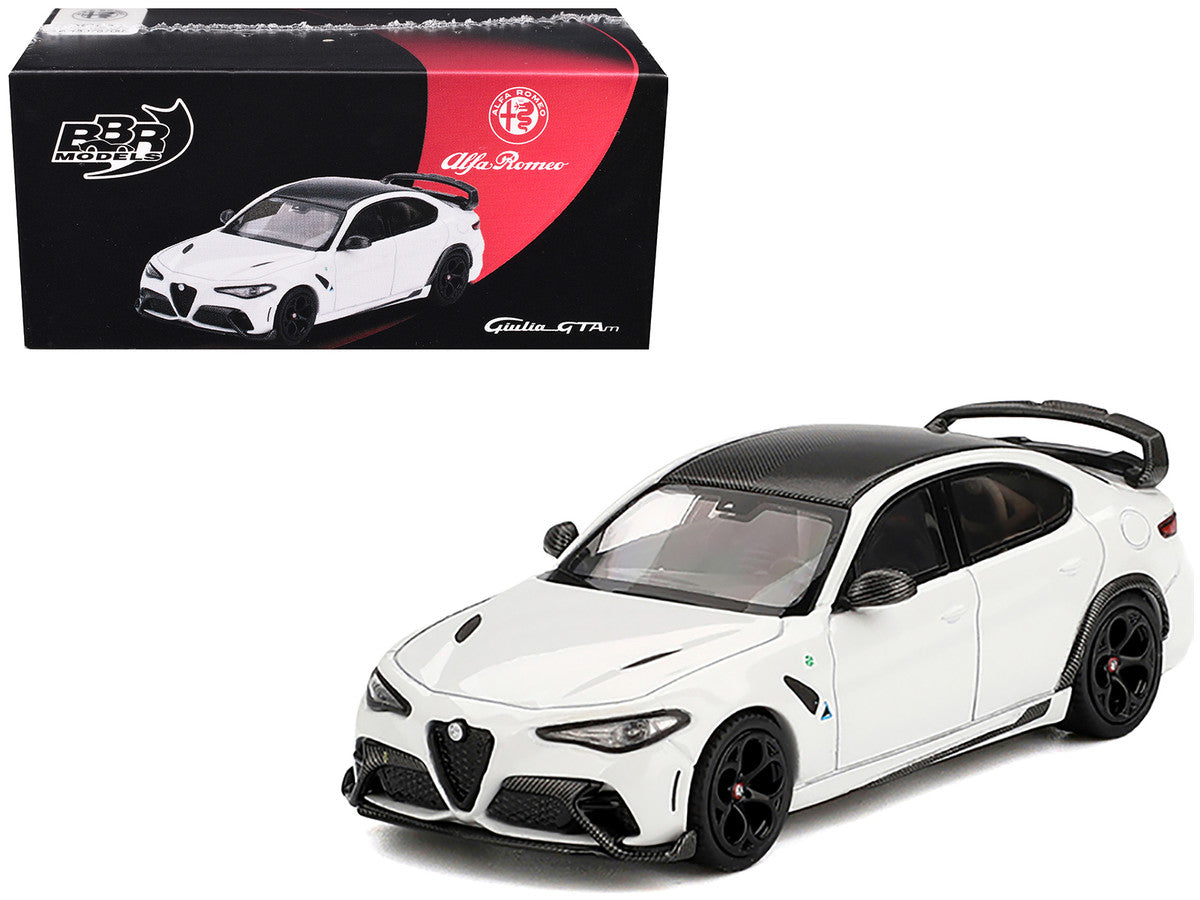 Alfa Romeo Giulia GTAm White with Carbon Top 1/64 Diecast Model Car by BBR by BBR