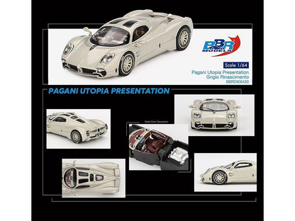 Pagani Utopia Presentation Grigio Rinascimento Silver 1/64 Diecast Model Car by BBR by BBR