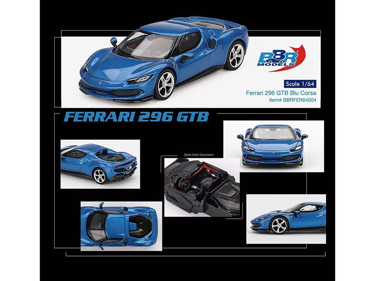 Ferrari 296 GTB Blue Corsa 1/64 Diecast Model Car by BBR by BBR