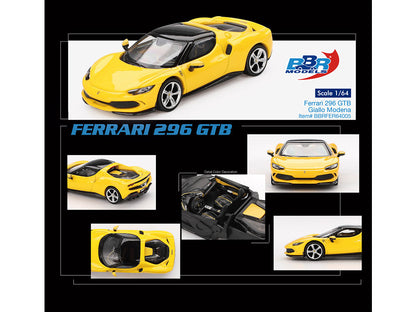 Ferrari 296 GTB Giallo Modena Yellow with Black Top 1/64 Diecast Model Car by BBR by BBR