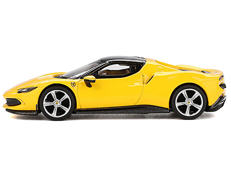 Ferrari 296 GTB Giallo Modena Yellow with Black Top 1/64 Diecast Model Car by BBR by BBR