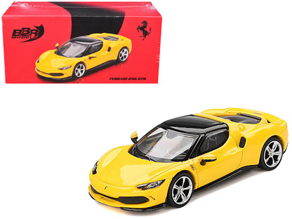 Ferrari 296 GTB Giallo Modena Yellow with Black Top 1/64 Diecast Model Car by BBR by BBR