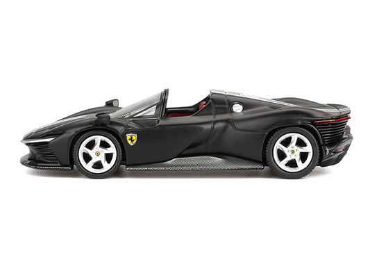 Ferrari Daytona SP3 Matt Black with White Stripes and Red Interior 1/64 Diecast Model Car by BBR by BBR