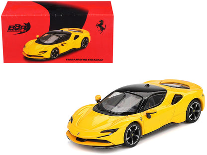 Ferrari SF90 Giallo Modena Yellow with Black Top 1/64 Diecast Model Car by BBR by BBR