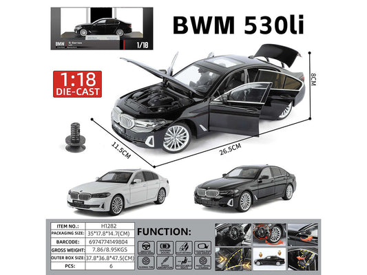 BMW 5 Series LCI White Metallic with Moonroof 1/18 Diecast Model Car by Heimanba by Heimanba
