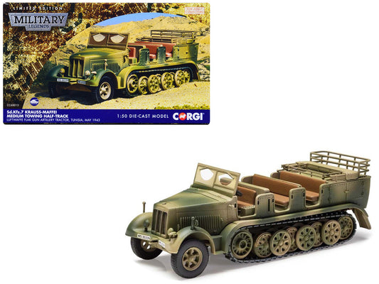 Krauss-Maffei Sd.Kfz.7 Medium Towing Half-Track AFV "Luftwaffe FlaK Gun Artillery Tractor Tunisia" (1943) German Army "Military Legends" Series 1/50 Diecast Model by Corgi by Corgi
