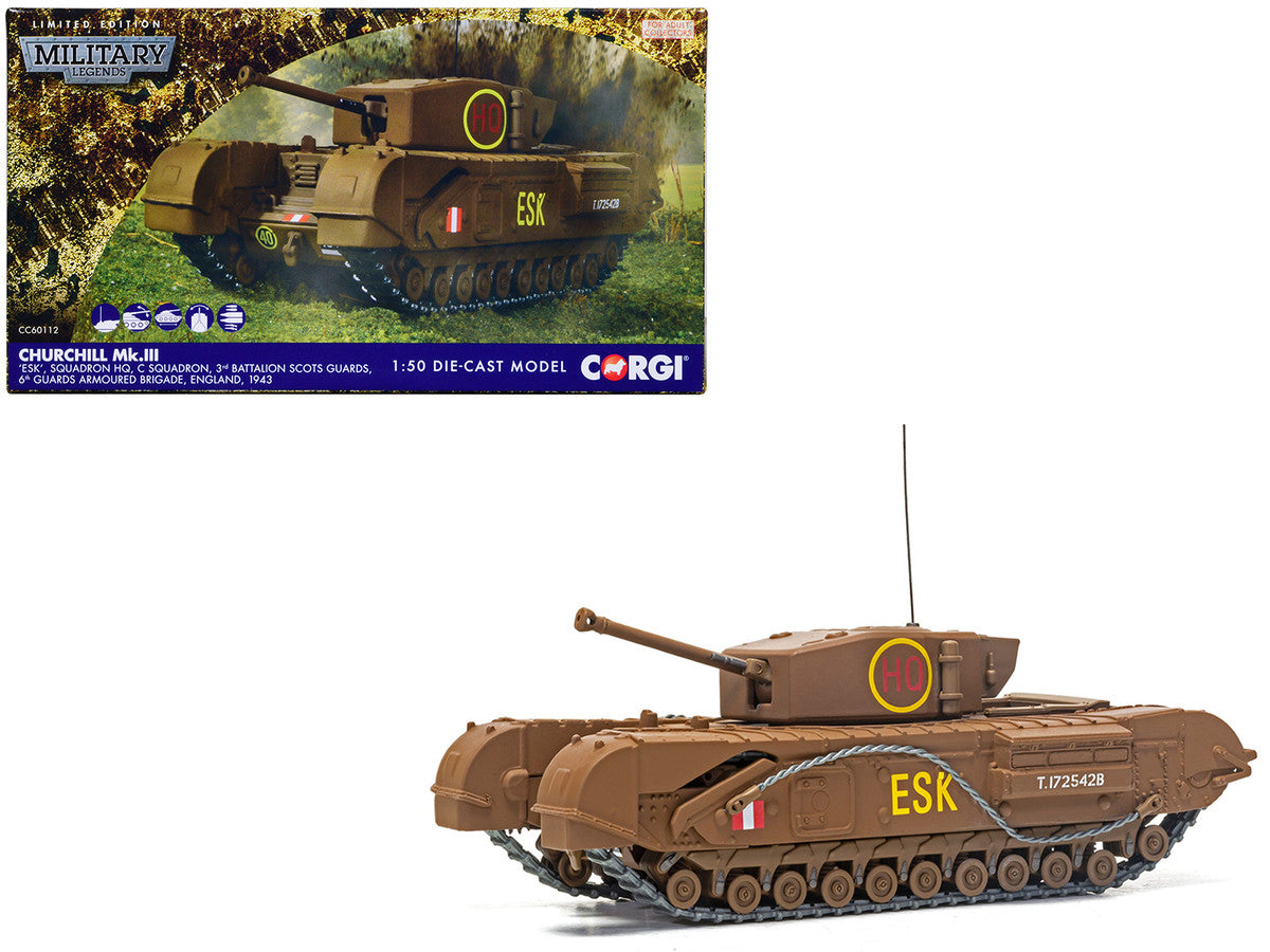 Churchill Mk.III Tank "ESK Squadron HQ C Squadron 3rd Battalion Scots Guards 6th Guards Armoured Brigade" (1943) British Royal Army "Military Legends" Series 1/50 Diecast Model by Corgi by Corgi