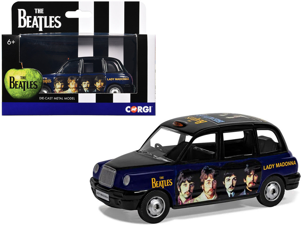 The Beatles London Taxi RHD (Right Hand Drive) "Lady Madonna" Black and Dark Blue with Graphics Diecast Model by Corgi by Corgi