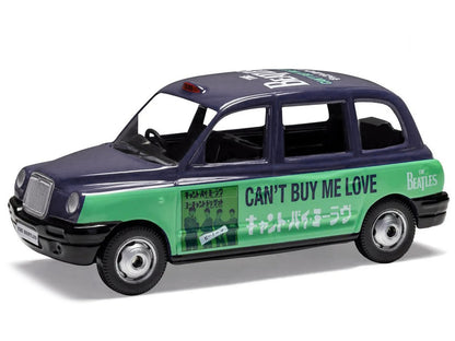 The Beatles London Taxi RHD (Right Hand Drive) "Can't Buy Me Love" Blue and Green with Graphics Diecast Model by Corgi by Corgi