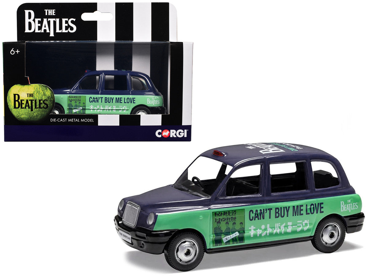 The Beatles London Taxi RHD (Right Hand Drive) "Can't Buy Me Love" Blue and Green with Graphics Diecast Model by Corgi by Corgi