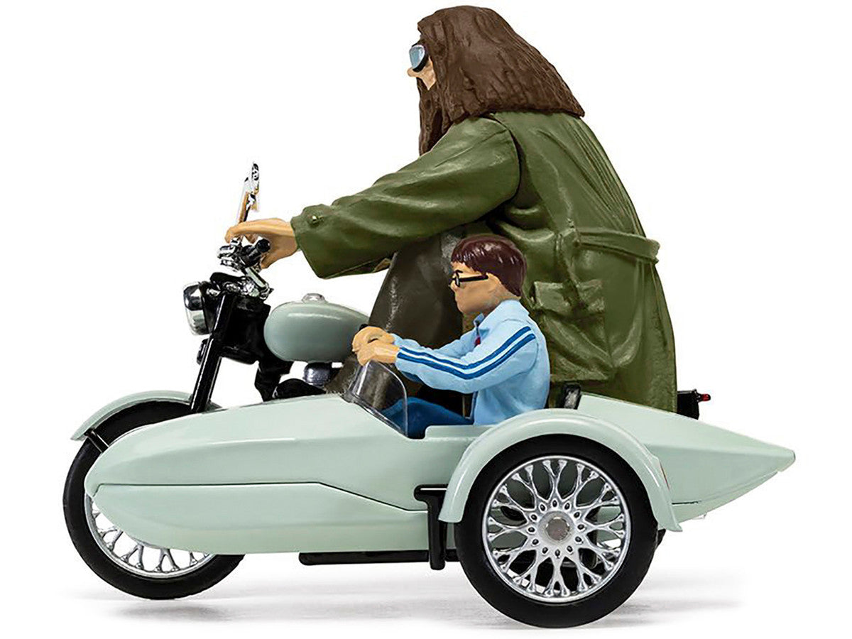 Motorcycle and Sidecar Light Green with Harry and Hagrid Figures "Harry Potter and the Deathly Hallows Part 1" (2010) Movie Diecast Motorcycle Model by Corgi by Corgi