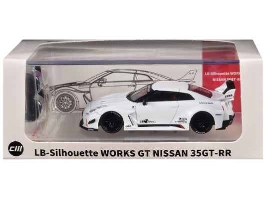 Nissan 35GT-RR "LB-Silhouette Works GT" RHD (Right Hand Drive) White with Extra Wheels 1/64 Diecast Model Car by CM Model by CM Models