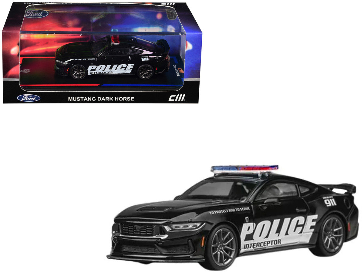 Ford Mustang Dark Horse "Police Interceptor" Black 1/64 Diecast Model Car by CM Models by CM Models