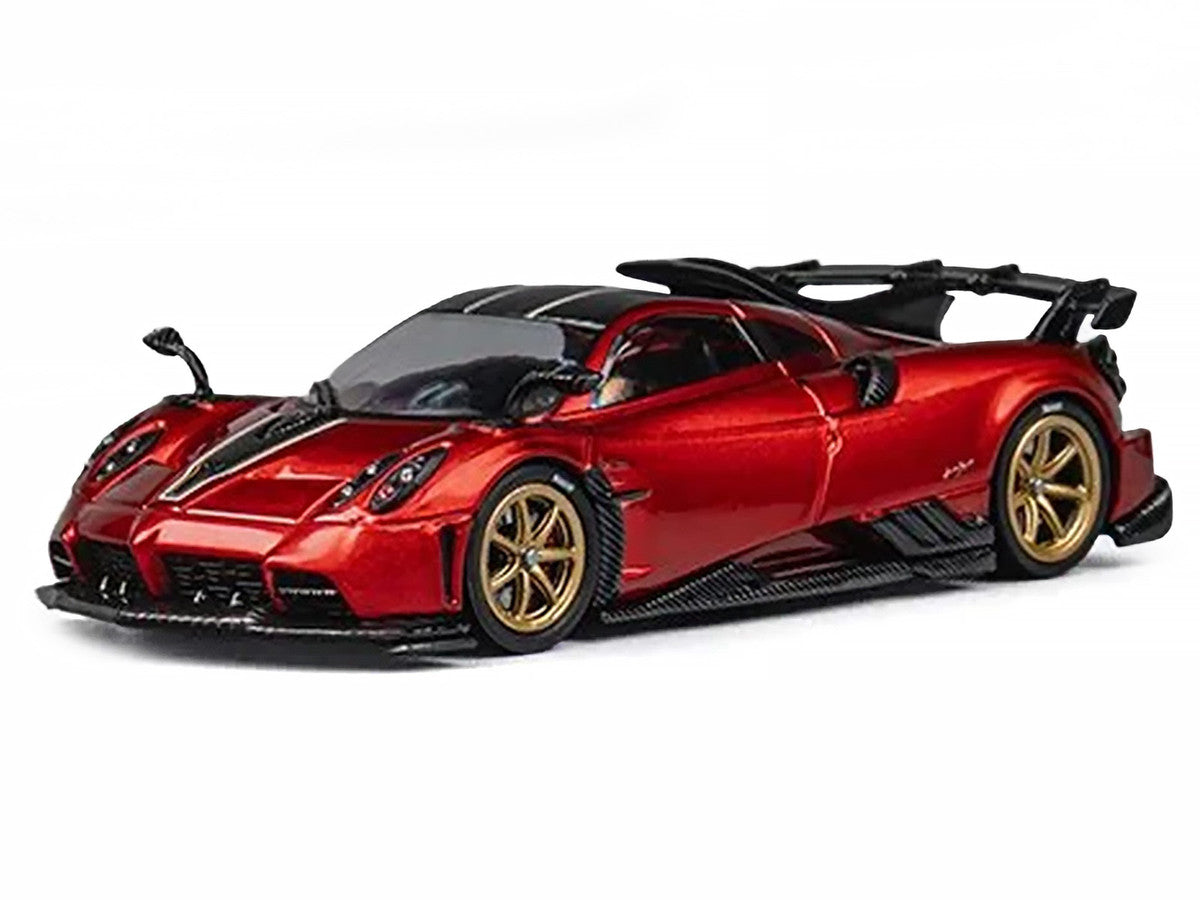Pagani Imola Red Metallic with Carbon Top and Stripes with Extra Wheels 1/64 Diecast Model Car by CM Model by CM Models