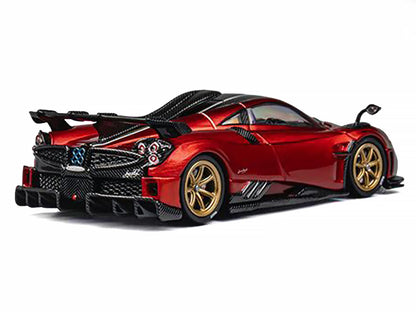 Pagani Imola Red Metallic with Carbon Top and Stripes with Extra Wheels 1/64 Diecast Model Car by CM Model by CM Models