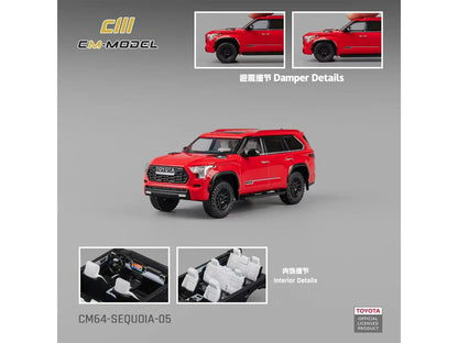 2024 Toyota Sequoia Solar Red 1/64 Diecast Model Car by CM Model-3