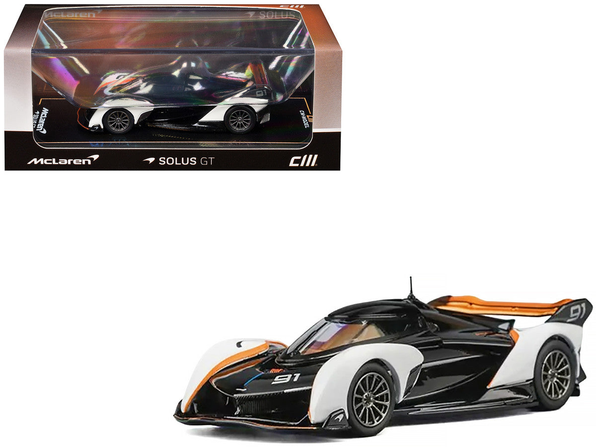 McLaren Solus GT #91 Black and White with Orange Accents 1/64 Diecast Model Car by CM Model-4
