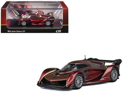 McLaren Solus GT Wine Red Metallic with Gold Stripes 1/64 Diecast Model Car by CM Model by CM Models