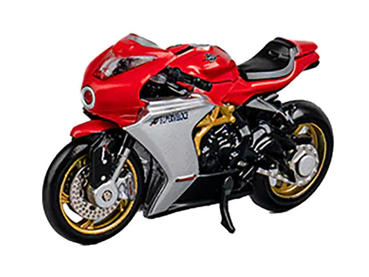 MV Agusta Superveloce 800 Motorcycle Red and Silver with Figure 1/64 Diecast Model by CM Model by CM Models