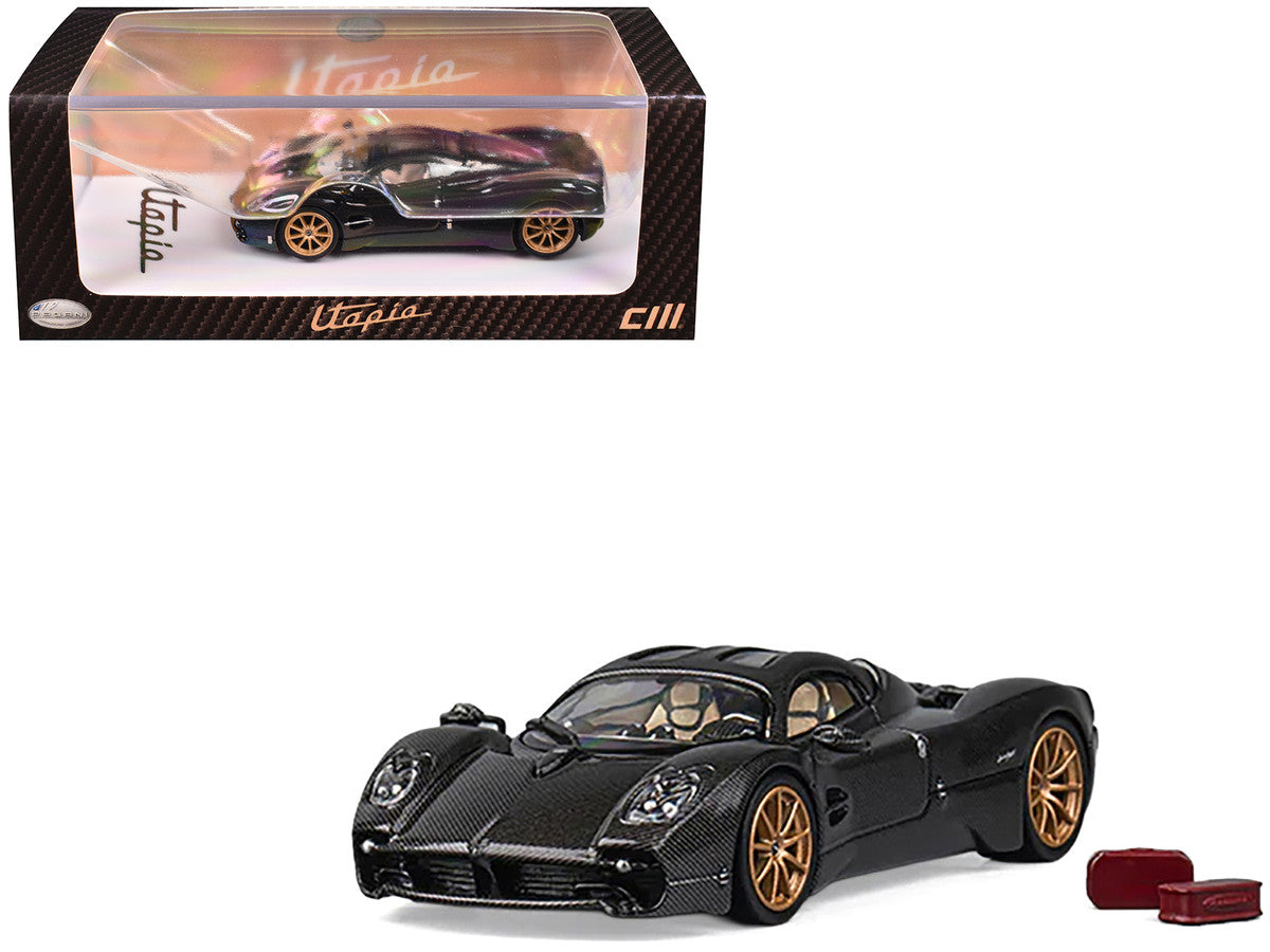 Pagani Utopia Full Carbon with Gold Wheels 1/64 Diecast Model Car by CM Model by CM Models