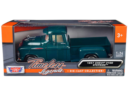1957 Chevrolet 3100 Stepside Pickup Truck Teal Metallic "Timeless Legends" Series 1/24 Diecast Model Car by Motormax by Motormax