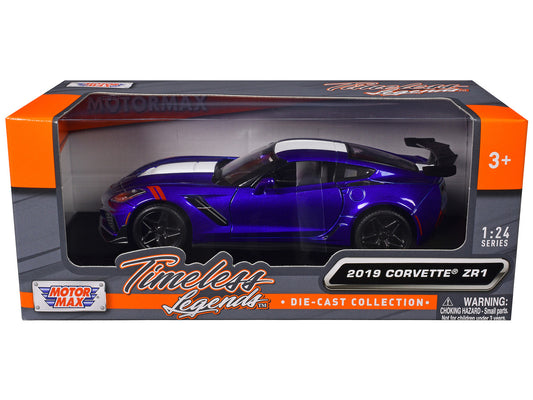 2019 Chevrolet Corvette ZR1 Blue Metallic and White "Timeless Legends" Series 1/24 Diecast Model Car by Motormax by Motormax