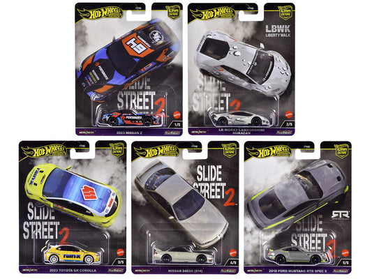 "Slide Street 2" 5 piece Set "Car Culture" 2024 Series H Diecast Model Cars by Hot Wheels by Hotwheels
