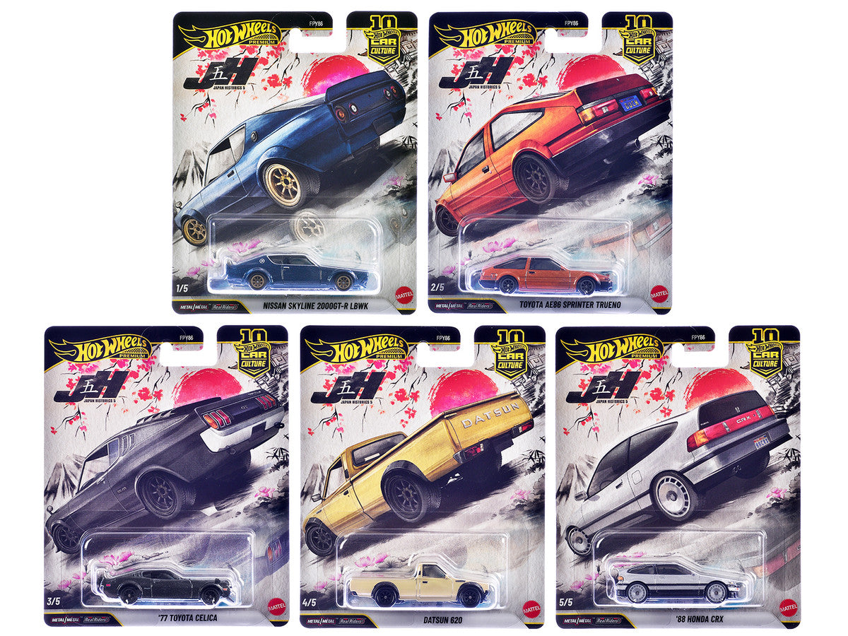 "Japan Historics 5" 5 piece Set "Car Culture 10th Anniversary" 2025 Series P Diecast Model Cars by Hot Wheels by Hotwheels