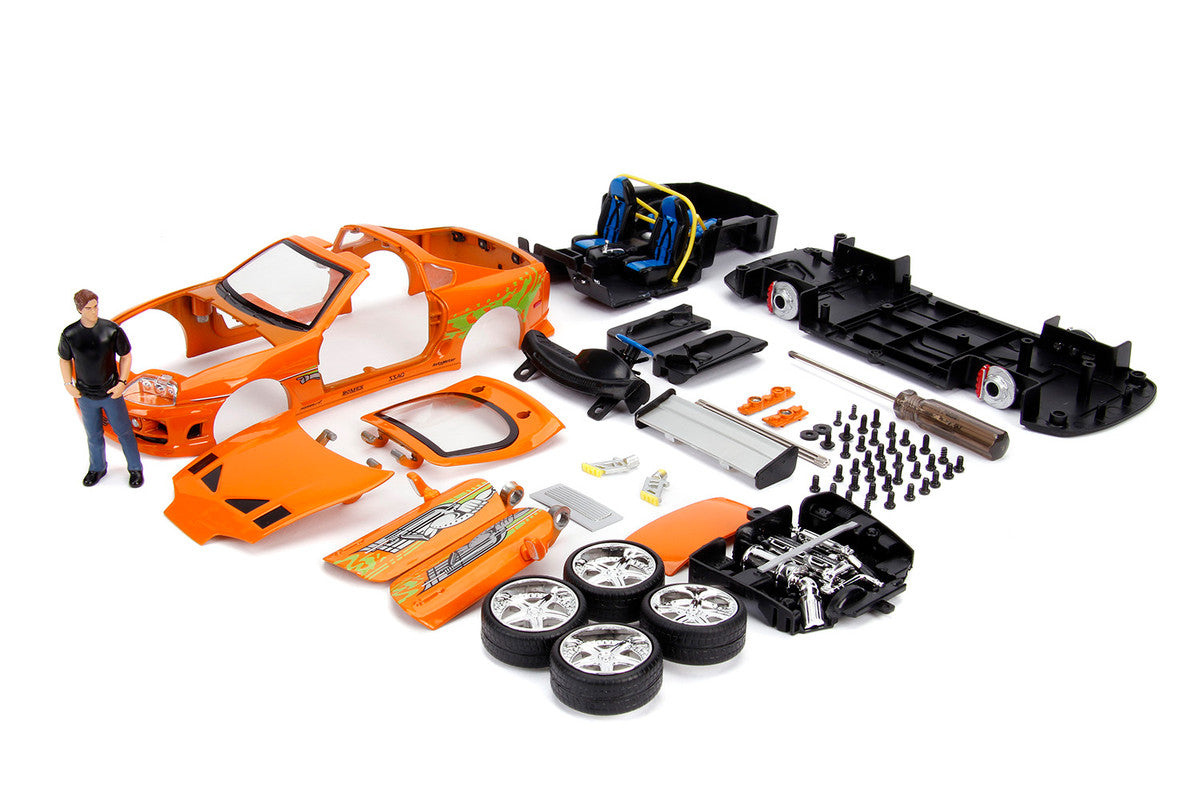 Model Kit Toyota Supra Metallic Orange with Brian Diecast Figure "Fast & Furious" Movie "Build N' Collect" 1/24 Diecast Model Car by Jada by Jada